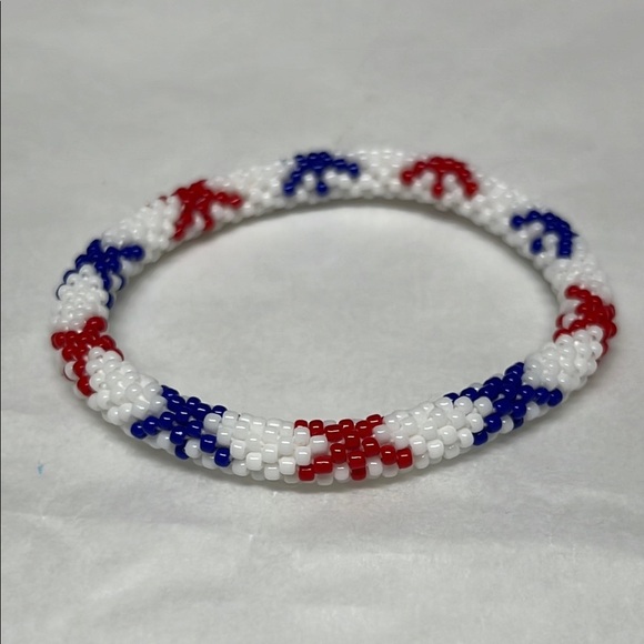 Sashka Handmade Red, White, and Blue Beaded Bracelet - Picture 1 of 12